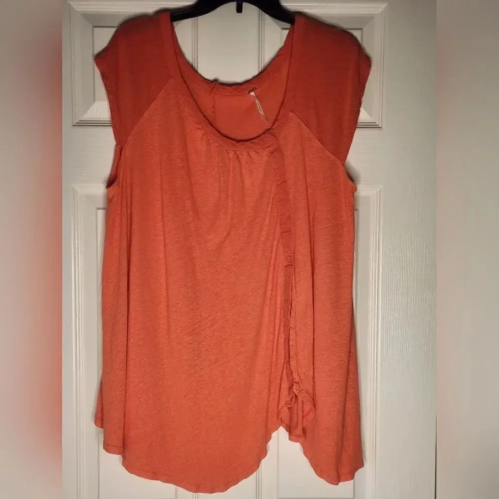 Free People L Coral Coast Keep It Casual Relaxed Fit Flowy ShrtSlv Women T-Shirt